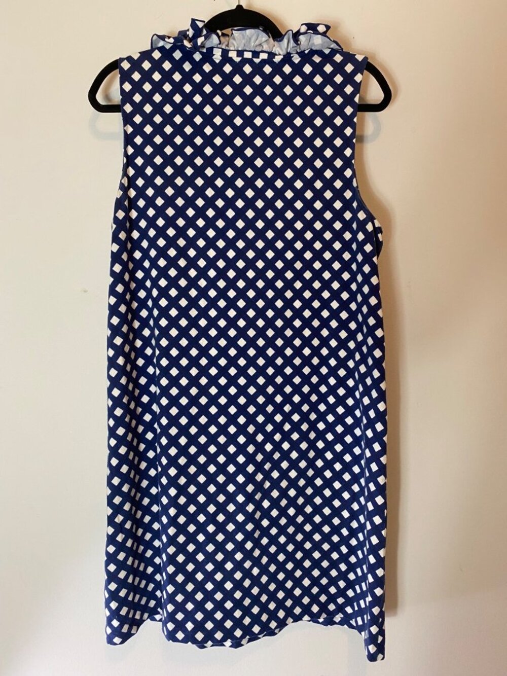 Kate Spade New York Blue & White Ruffle Neck Sleeveless Short Dress XL - Picture 4 of 8